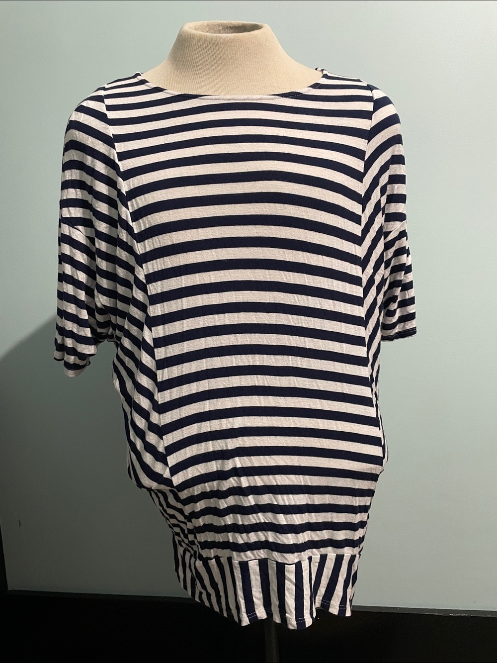Honeyme Medium Blouse Navy and White Stripes